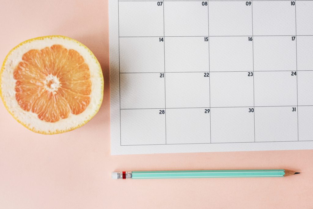 calendar with blue pencil